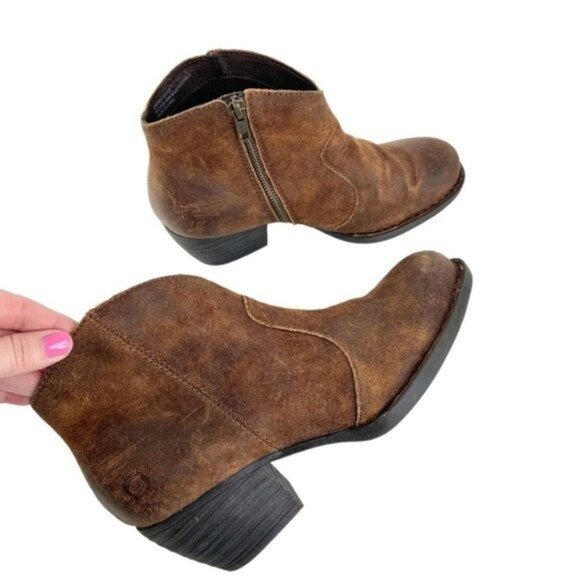 Born Michel Short Western Distressed Suede Ankle Boot in Brown - Picture 6 of 9
